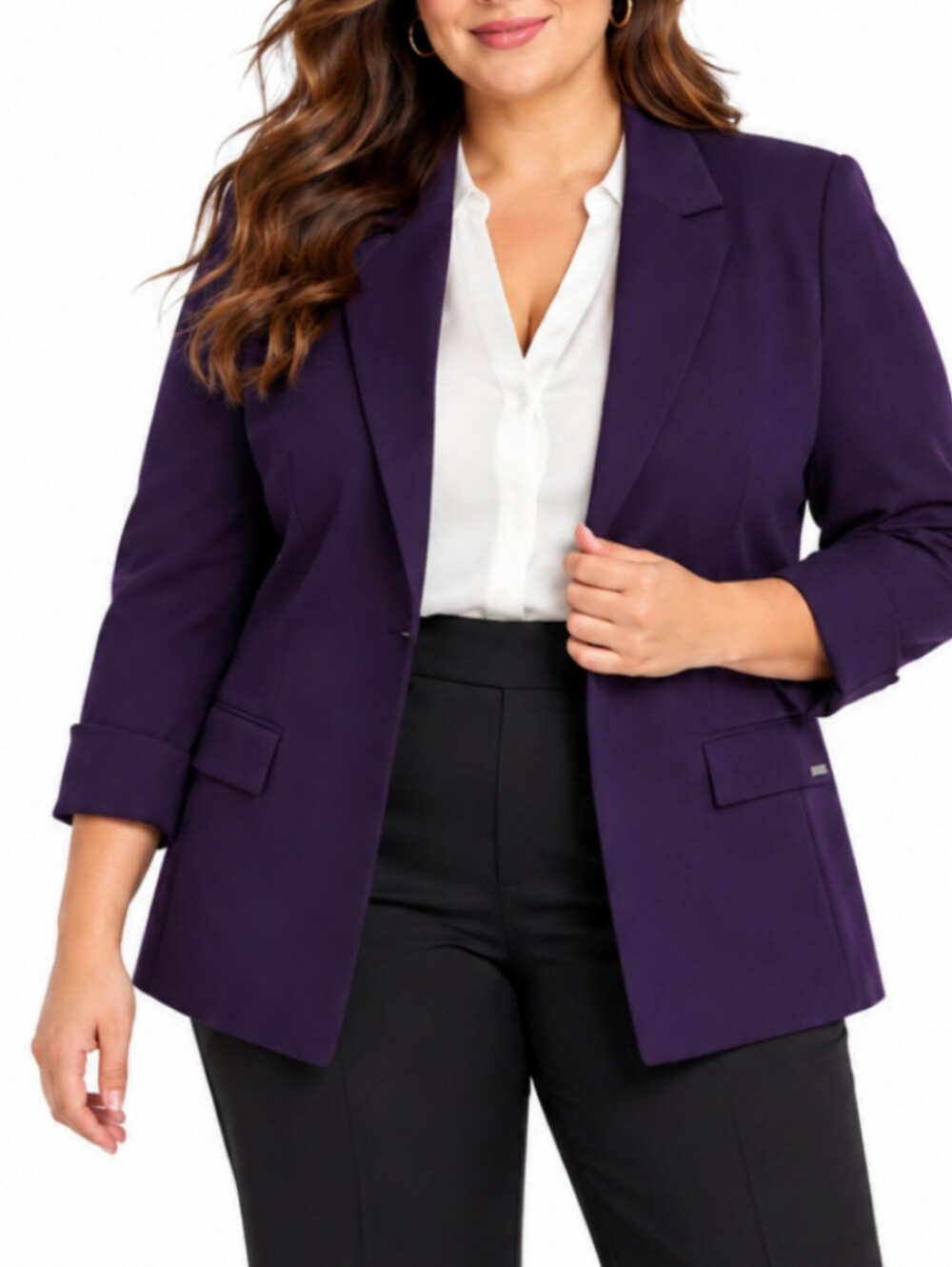 Calvin Klein Aubergine Purple Blazer Size 22 W Roll Sleeve Corpcore Office NWT